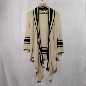 Anthropologie Sparrow Stripe Open Front Cardigan Womens S Cream Waterfall Drape